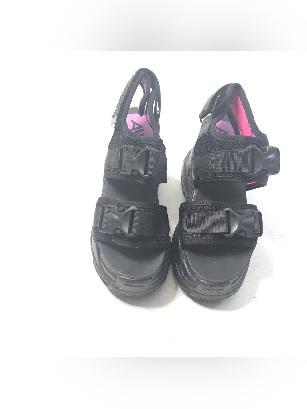 Anthony Wang Women’s Peach-02 Black Size 7.5 Black Out Platform Sandals Wedge